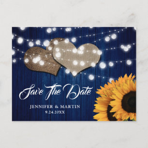 Sonnenblume Navy Blau Hochzeit Termin Karte