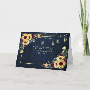 Sonnenblume Navy Blauer Burgund Wald Floral Hochze Karte