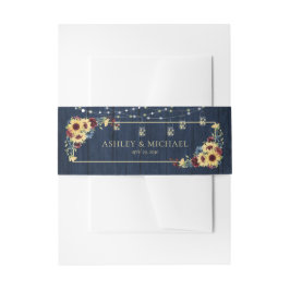 Sonnenblume Navy Blue Burgundy Wood Floral Hochzei Einladungsbanderole