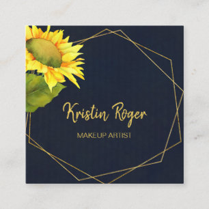 Sonnenblume Navy Blue Makeup Artist Quadratische Visitenkarte