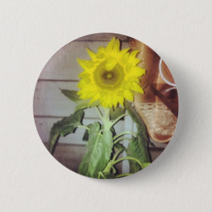 Sonnenblume neun am Nachmittag Button