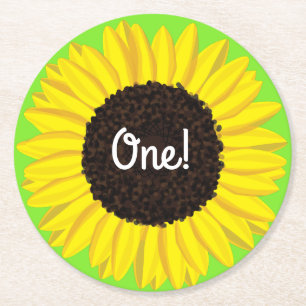 Sonnenblume Niedlich 1. Geburtstag Party Untersetz Runder Pappuntersetzer