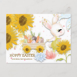 Sonnenblume Niedlich Bunny Hoppy Osterweiße Feiertagspostkarte
