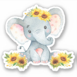 Sonnenblume Niedliches Baby Elephant schneiden Vin Aufkleber