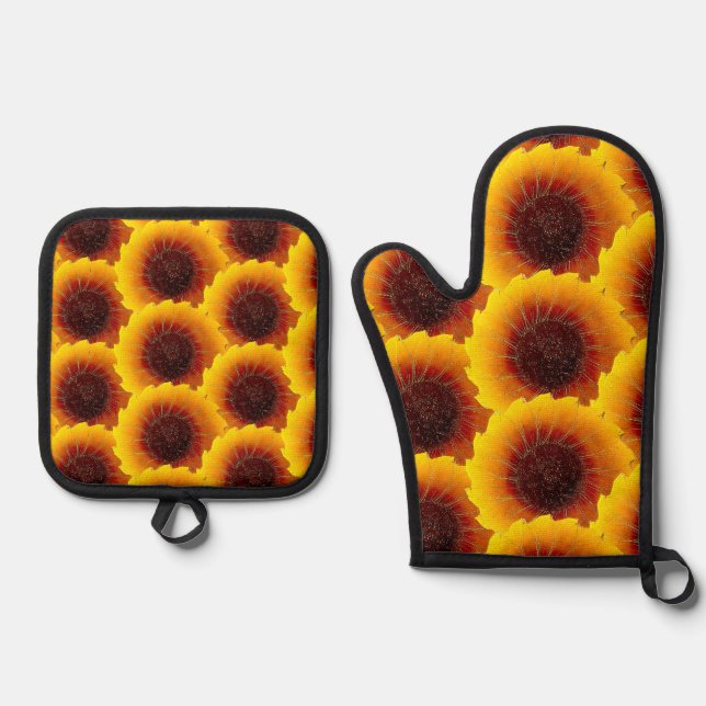 Sonnenblume Ofenhandschuh & Topflappen-Set (Vorderseite)
