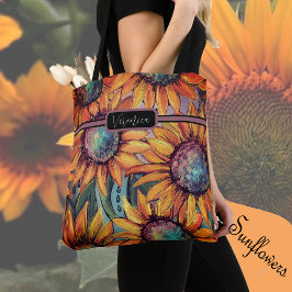 Sonnenblume Orange Blue Tasche