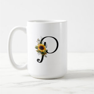 Sonnenblume P Letter Grafisches Shirt für Frauen N Kaffeetasse