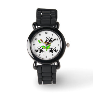 Sonnenblume-Panda-Bären Armbanduhr