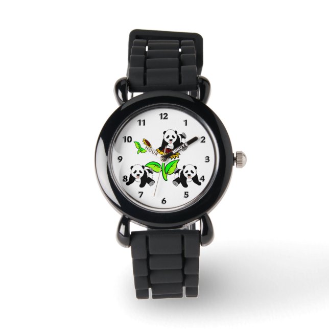 Sonnenblume Panda Bears Armbanduhr (Vorderseite)