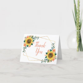 Sonnenblume Peach Floral Geometric Wedding Dankeskarte