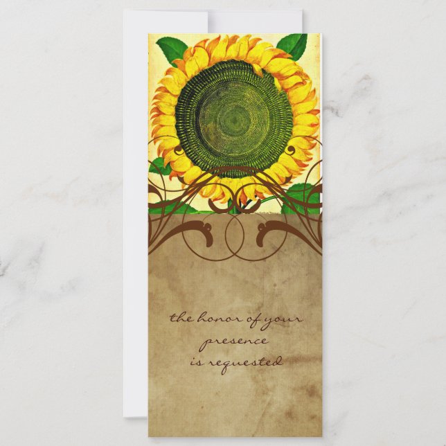Sonnenblume-Pergament-hohe Hochzeits-Einladung Einladung (Vorderseite)