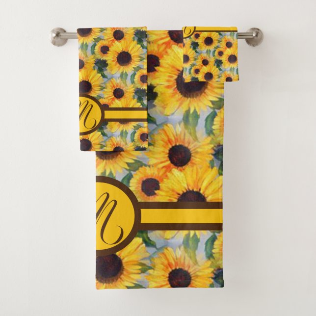 Sonnenblume Personalisiert Badhandtuch Set (Insitu)
