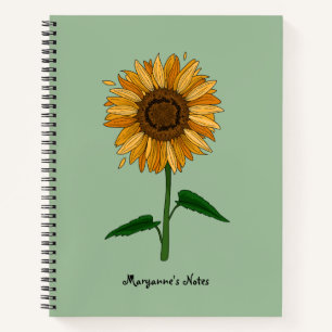 Sonnenblume Personalisiert Name und Meldung Notizbuch