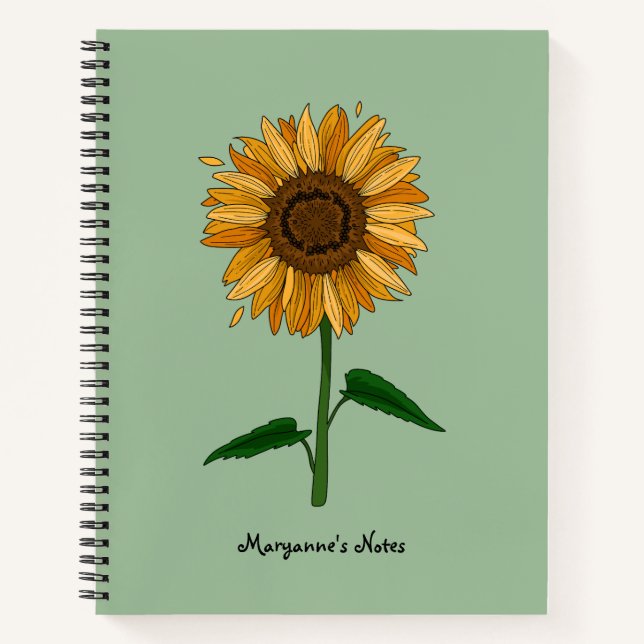 Sonnenblume Personalisiert Name und Meldung Notizbuch (Vorderseite)