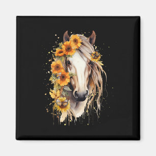 Sonnenblume Pferd Portrait Reittiere Cowgirl Horse Magnet