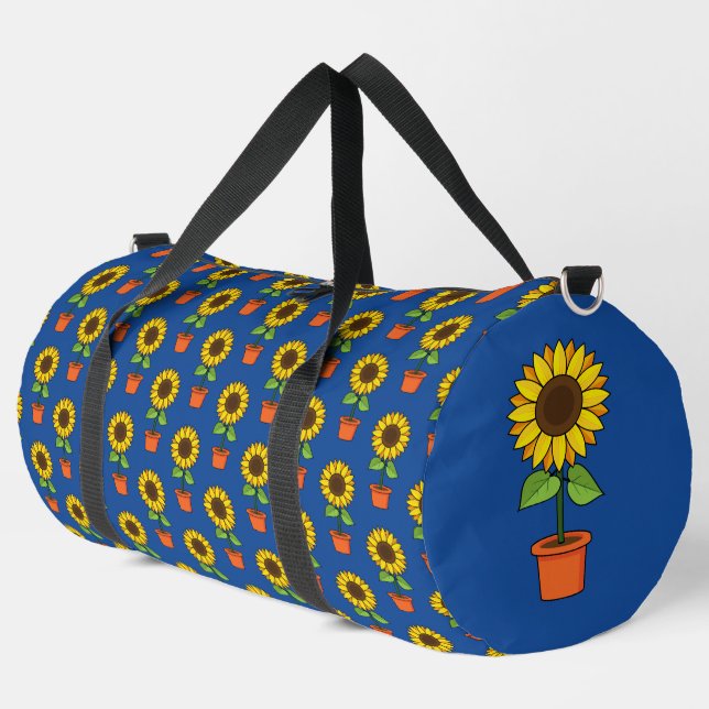 Sonnenblume Pflanze in einem Pot-Muster Duffle Bag (Linke Ecke)