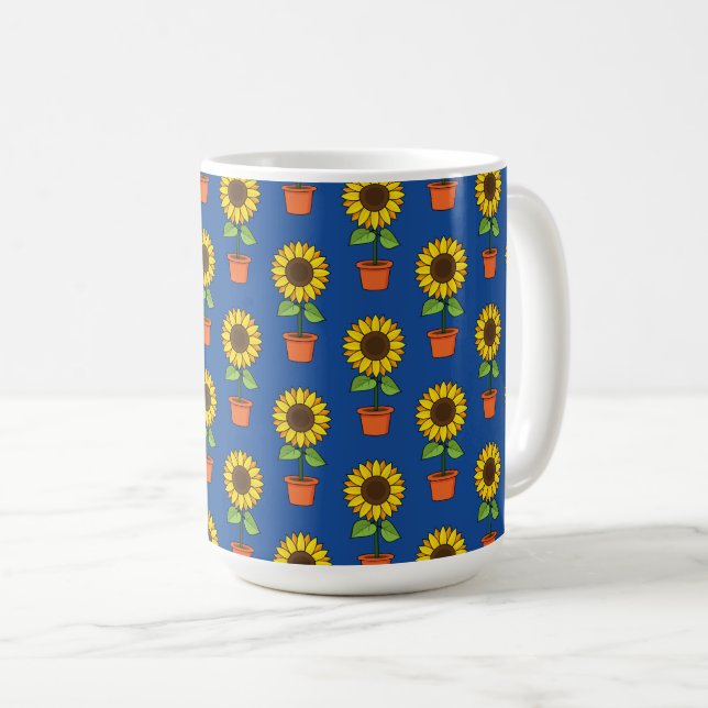 Sonnenblume Pflanze in einem Pot-Muster Kaffeetasse (VorderseiteRechts)