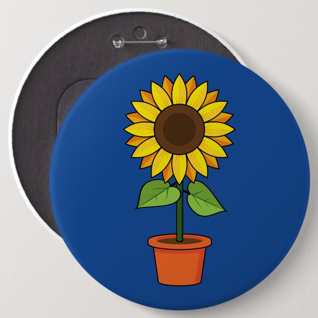 Sonnenblume Pflanze in einem Topf Button (Vorne & Hinten)
