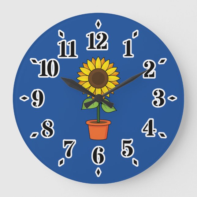 Sonnenblume Pflanze in einem Topf Große Wanduhr (Vorderseite)