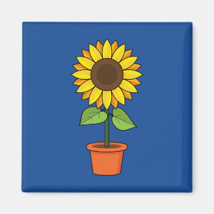 Sonnenblume Pflanze in einem Topf Magnet