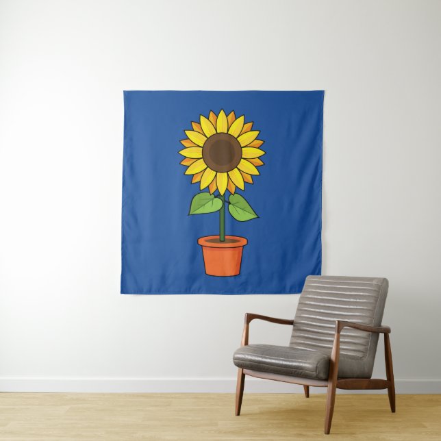 Sonnenblume Pflanze in einem Topf Wandteppich (Beispiel)