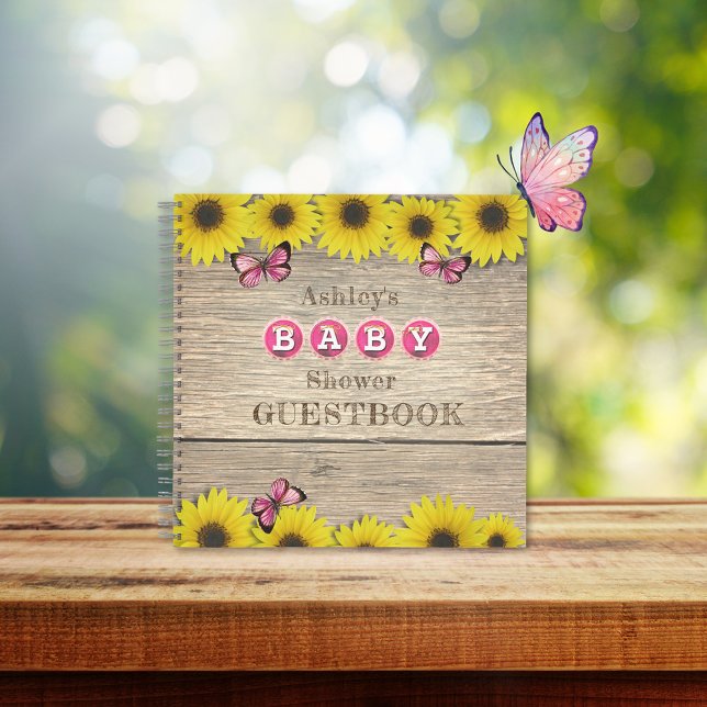 Sonnenblume Pink Butterfly Baby Showbook Notizbuch (Von Creator hochgeladen)