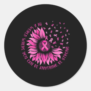 Sonnenblume Pink Ribbon Butterfly Brustkrebs Krieg Runder Aufkleber