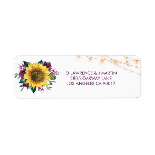 Sonnenblume Plum Lila Rose Lights Hochzeitadresse