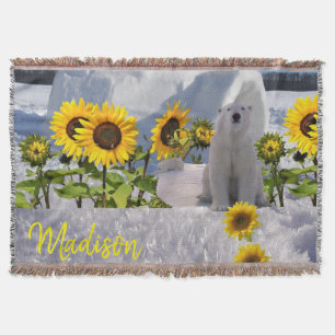 Sonnenblume Polar Bear Throw Blanket Decke
