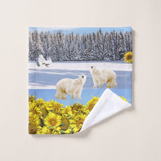 Sonnenblume Pollenbär Badehandtuch Sets (Waschlappen)