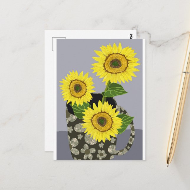 Sonnenblume Postkarte (Vorderseite/Rückseite Beispiel)