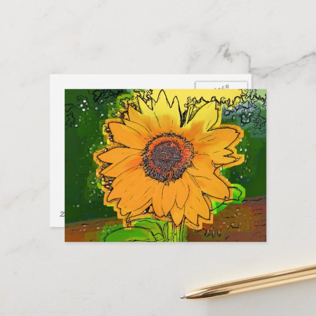 SONNENBLUME POSTKARTE (Vorderseite/Rückseite Beispiel)