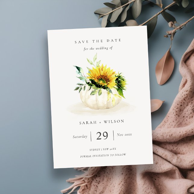 Sonnenblume Pumpkin Floral Save the Date einladen Dankeskarte (Von Creator hochgeladen)