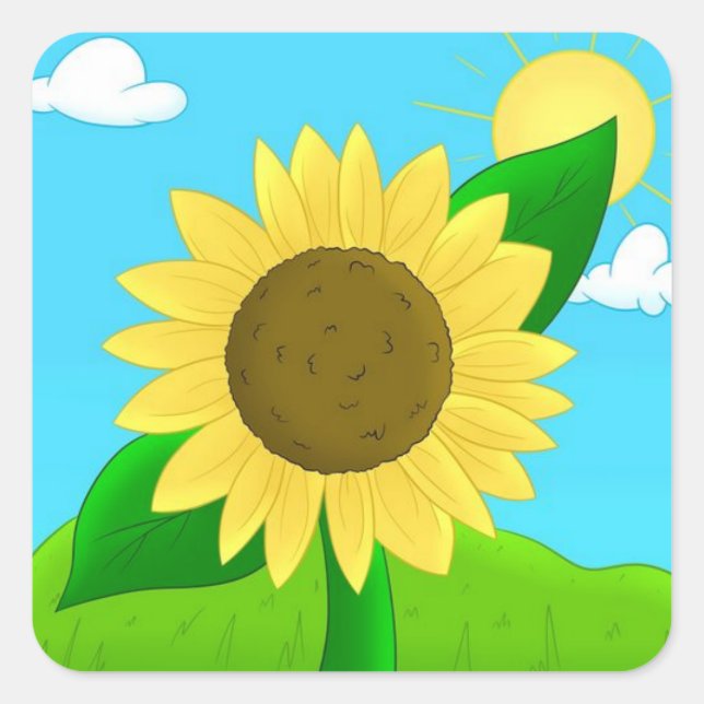 Sonnenblume Quadratischer Aufkleber (Vorderseite)