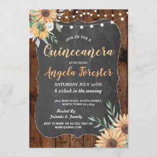 Sonnenblume Quinceanera Party-hölzerne Einladung