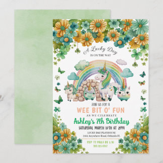Sonnenblume Rainbow Unicorn St. Patrick's Birthday Einladung