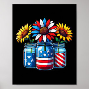Sonnenblume Red White Blue Patriotic Usa Flag 4. Poster