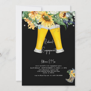 Sonnenblume Redneck Stiefel Schwarz Verlobungsfeie Einladung