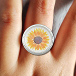 Sonnenblume Ring<br><div class="desc">Dieser Blumenring ist mit einer gelben Aquarellblume geschmückt. Original Wasserfarbe © Michele Davies.</div>