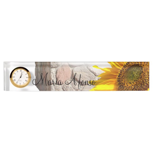 Sonnenblume Rock Desk Namplate Namensplakette (Vorderseite)