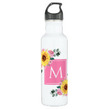 Sonnenblume Rosa Botanische Wasserfarbe Mit Monogr