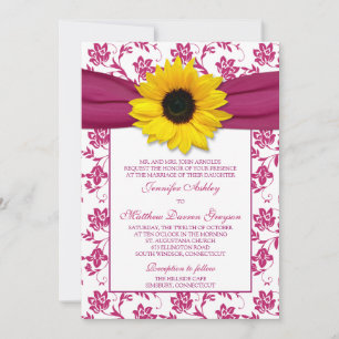 Sonnenblume Rosa Damask Blumenzellenhochzeit Einla Einladung