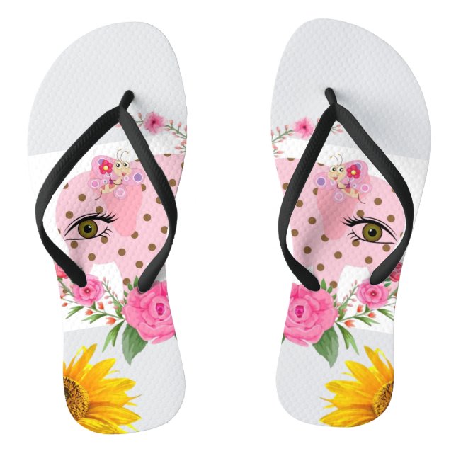 Sonnenblume Rosa Elephant Floral Flip Flops (Fußbett)