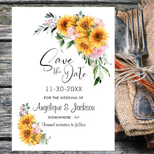 Sonnenblume Rosa Hochzeit Save The Date