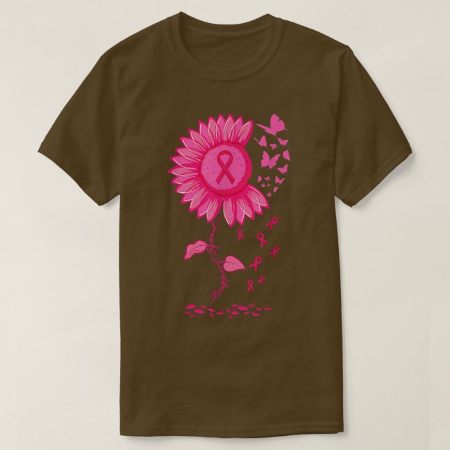 Sonnenblume Rosa Ribbon Brustkrebs Bewusstseinswar T-Shirt (Design vorne)