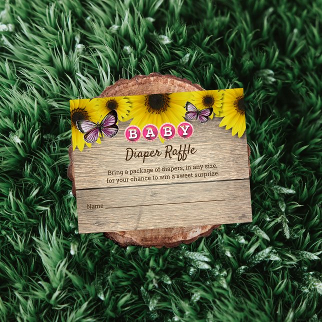 Sonnenblume Rosa Schmetterling Kinderdusche Windel Begleitkarte (Von Creator hochgeladen)