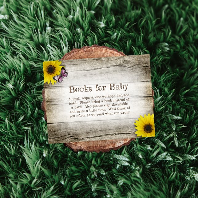 Sonnenblume Rosa Schmetterlinge Bücher für Babydus Einladung (Von Creator hochgeladen)