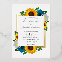 Sonnenblume Rose Daisy Floral Wedding Folieneinladung