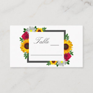 Sonnenblume Rose Gänseblümchen Herbst Blumen Hochz Platzkarte