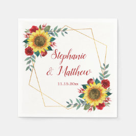 Sonnenblume Rote Blume Geometrische Hochzeit Serviette